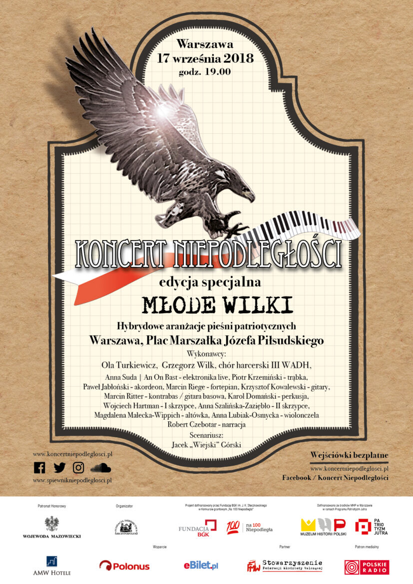Warszawa: Koncert Niepodległości "Młode Wilki"