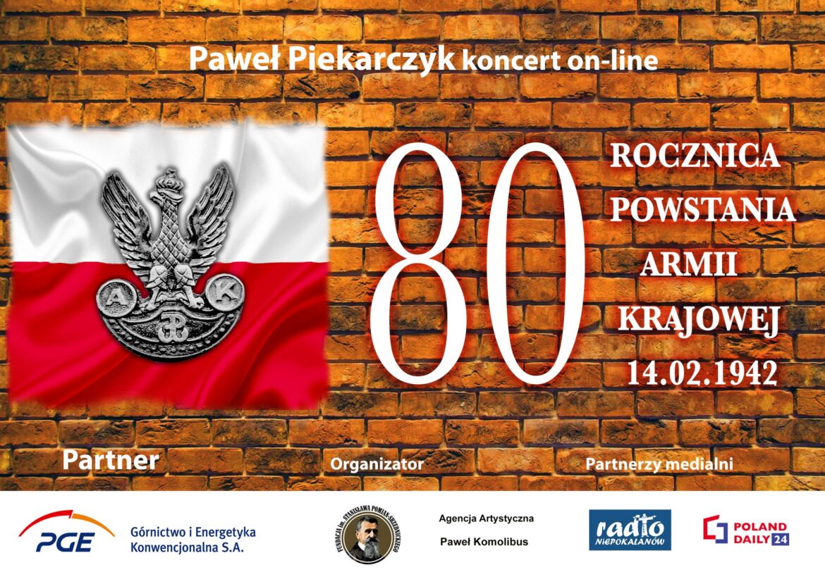 Koncert on-line Pawła Piekarczyka upamiętniający 80 rocznicę powstania Armii Krajowej - 14 lutego, 18.00