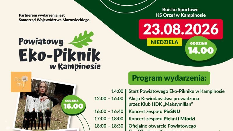 Powiatowy Eko-Piknik w Kampinosie 23 sierpnia